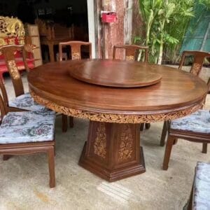 Teak solid wood round table2